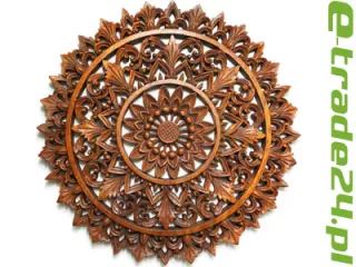 Rzeźba z Drewna Litego MANDALA Ornament Lotos śr. 60cm